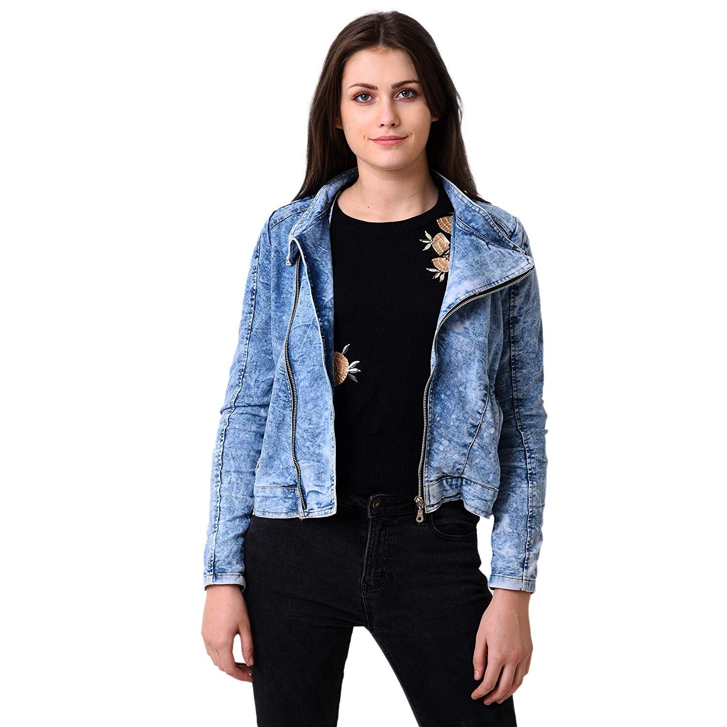 myracollection full sleeves solid women denim jacket