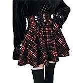 Women's High Waisted Gothic Skirt A-line Mini Cosplay Plaid Mini Skirt School Short Skirt