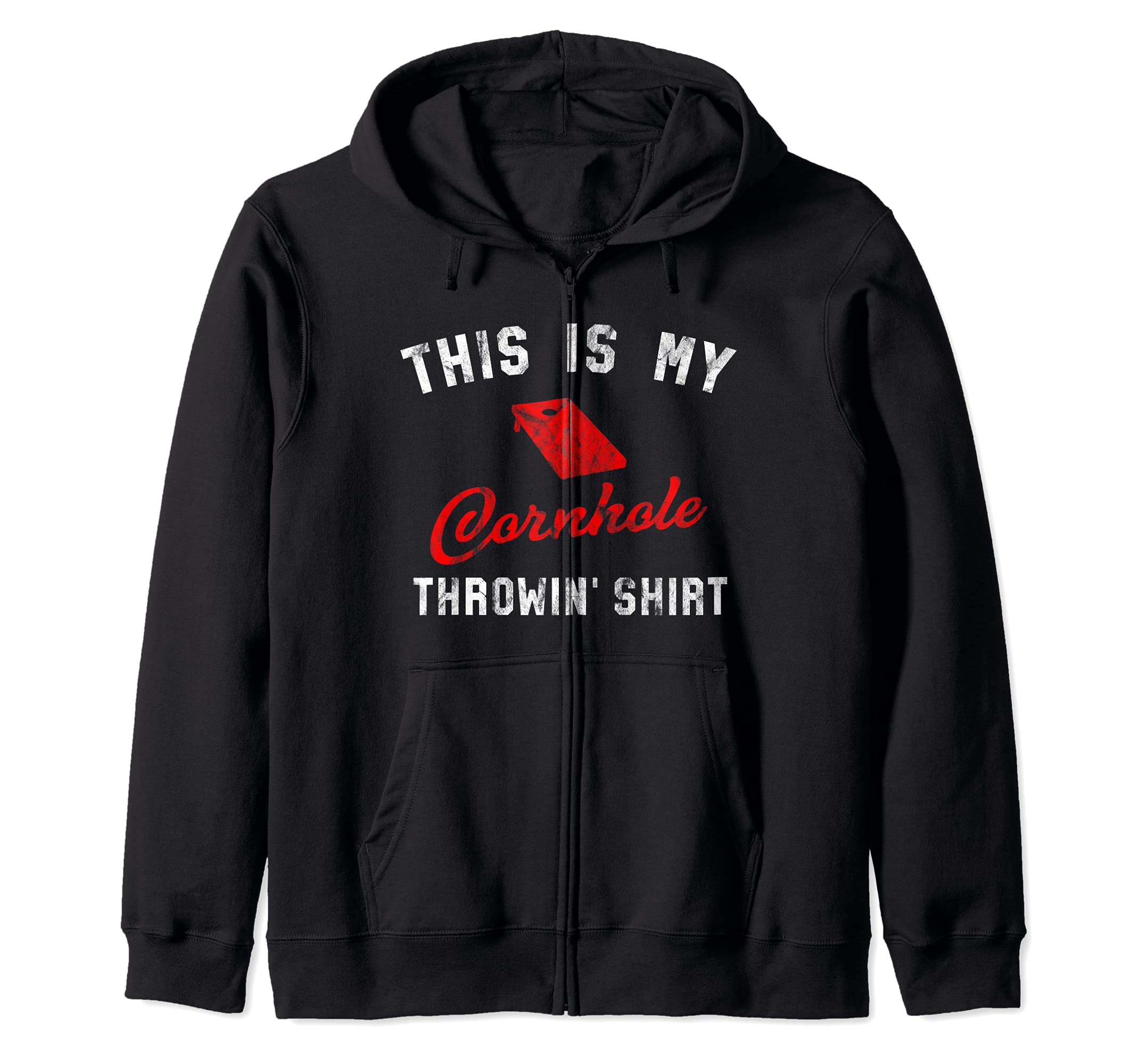 Cornhole Vintage Throwin Shirt Team Tournament Zip Hoodie