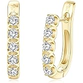 TIMEFASHION 5-Stone Moissanite Hoop Earrings, 0.66cttw D Color Round Cut Moissanite, 925 Sterling Silver U-shaped Earrings Elegant Jewelry Gifts for Women