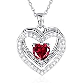 E Birthstone Necklace Sterling Silver Love Heart Necklace, Birthday Wedding Anniversary Mothers Day Jewelry Gifts for Wife Girlfriend Mom Women Her