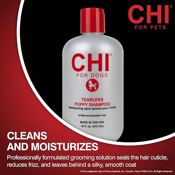 CHI FOR DOGS TEARLESS PUPPY SHAMPOO FOR DOGS, 16 OZ | BEST GENTLE TEARLESS PUPPY SHAMPOO | SULFATE & PARABEN FREE, PH BALANCED FOR DOGS, MADE IN USA