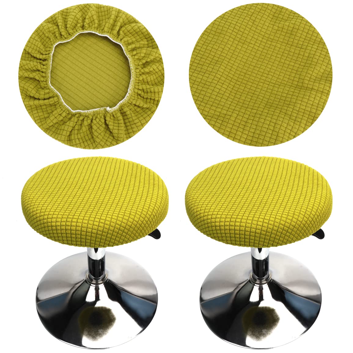 HuaLiSiJi Round Stool Cover 30-40cm/12-16 Bar Stool Covers With Jacquard Pattern, Luxurious Fabric Stretchable Wrinkle Resistant Washable Dustproof (Green) — image 1