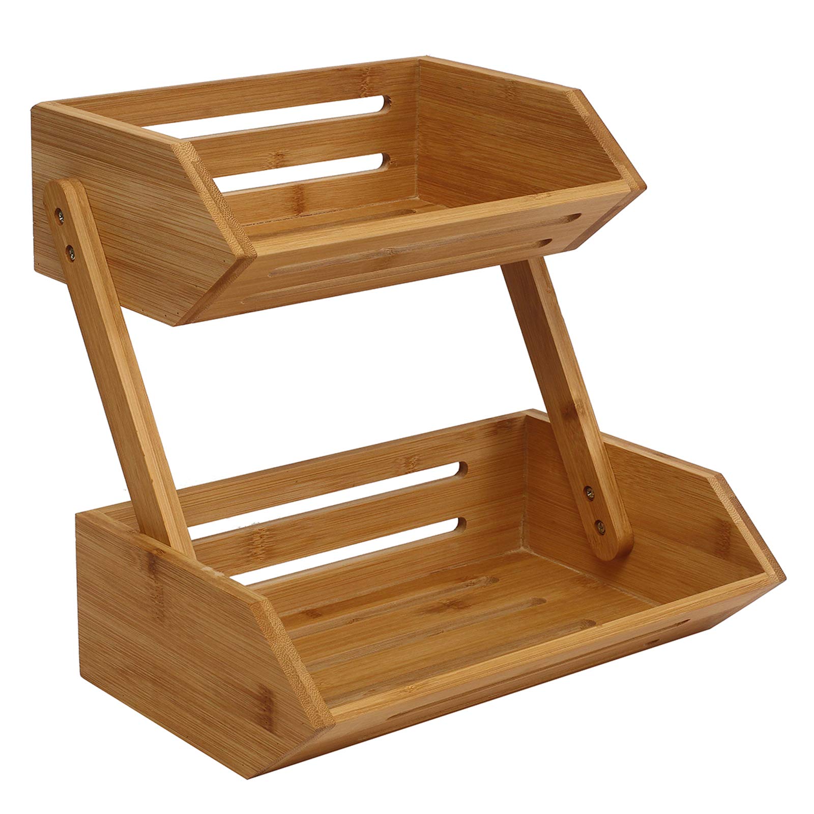 2-Tier Fruit Holder Vegetable Bread Storage Stand,Fruit Basket for Kitchen,Home,Office,Dining Room,Supply Room and Guest Room (Need Assemble)