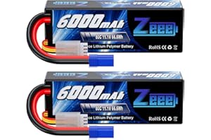 Zeee 11.1V 80C 3S 6000mAh Lipo Battery Hard Case Battery with EC5 Connector for RC 1/8 1/10 Scale Vehicles Car Trucks Boats(2 Pack)