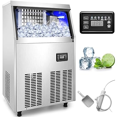 110V Commercial Ice Maker 88LBS/24H Stainless Steel