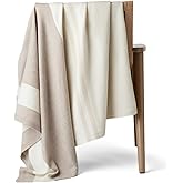 Jet&Bo 100% Pure Cashmere Throw Blanket for Couch, Sofa & Bed, Ultra Soft Woven Cashmere Blanket Throw, Large Full Size 73” x 54”, Off-White, Beige, Brown, Stripe Pattern