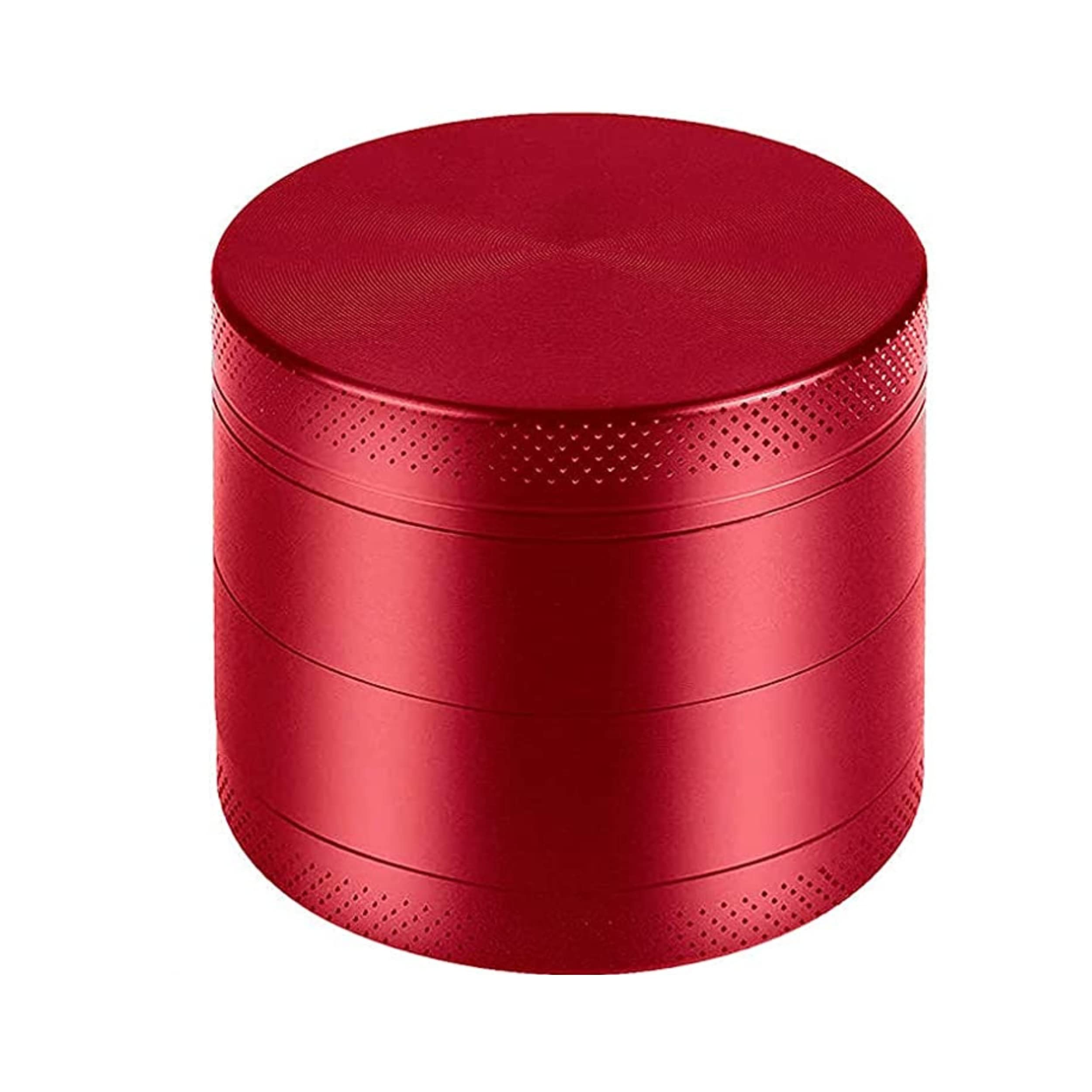 Glamified Herb Grinder Zinc Alloy - 4 Layer Easy to Grip Metal Grinder for Smooth Grinding with Scraper, Magnetic Lid, Pollen Catcher and Mesh Filter (Red 50mm)