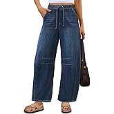 ANRABESS Women Barrel Jeans High Waisted Wide Leg Drawstring Denim Pants Y2K Baggy Loose Fit Trouser Jeans with Pockets