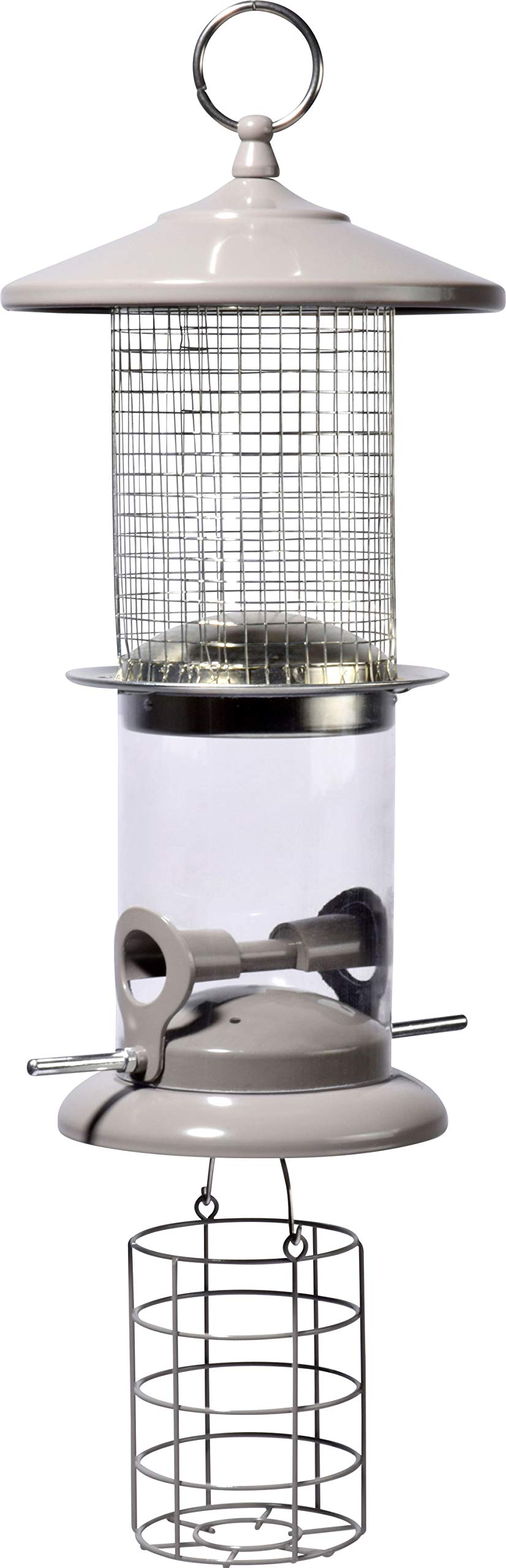 dobar® 11524 Large Multifunctional Feeder - Steel Bird Feeder - XL Feeding Station for Hanging Nuts/Seeds/Dumplings - Feeding Column for Garden/Patio/Balcony - Diameter 16 x 50 cm - Grey — image 1