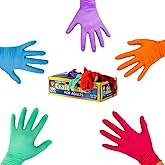 Hygloss Colored Nitrile Gloves – 100 Gloves Disposable (Latex-Free) for Cleaning, Baking, Gardening, Dishwashing, 5 Assorted Colors, Adult Size (1 Box of 100 Gloves)