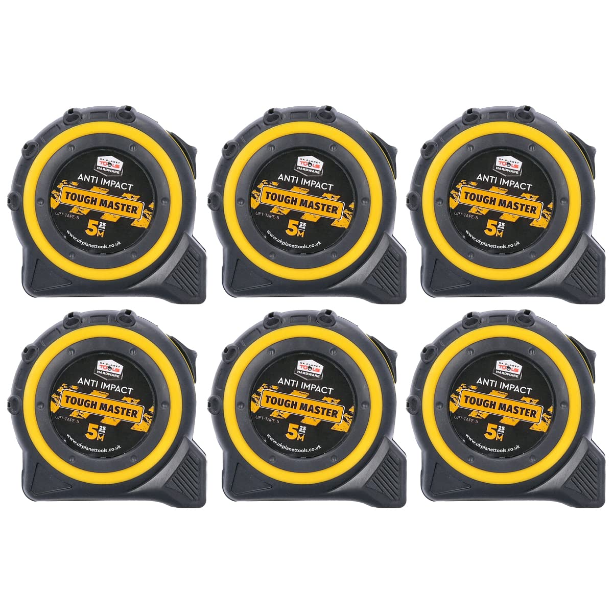 TOUGH MASTER Pocket Tape Measures Metric/Imperial 5M/16ft Anti-Impact 25mm Wide Tapes (6)
