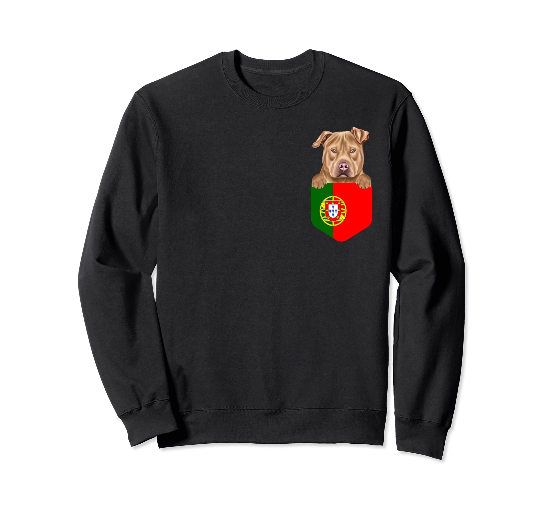 Portugal Flag Usa Staffordshire Terrier Dog In Pocket Sweatshirt
