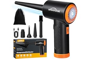 WHATOOK Compressed Air Duster-Reusable Electric Air Duster-3 Speeds 60000 RPM with LED Light-Canned Air Replacement for Keyboard Cleaning-Rechargeable Cordless Air Duster for Computer and Car Blowing