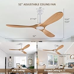 XBIBI 52 Inch Ceiling Fans Without Light, Solid