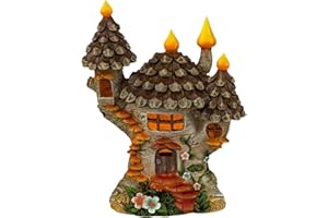 VIVIANYO HD Miniature Fairy Garden Accessories Mini Fairy Tale Garden Houses Wooden Colorful Art Decoration Landscape Ornament Table Centerpiece Dollhouse Decoration Plant Decor (Orange)