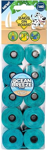 Bags On Board Dog Poo Bags Ocean Breeze Scent 140 Count view 1