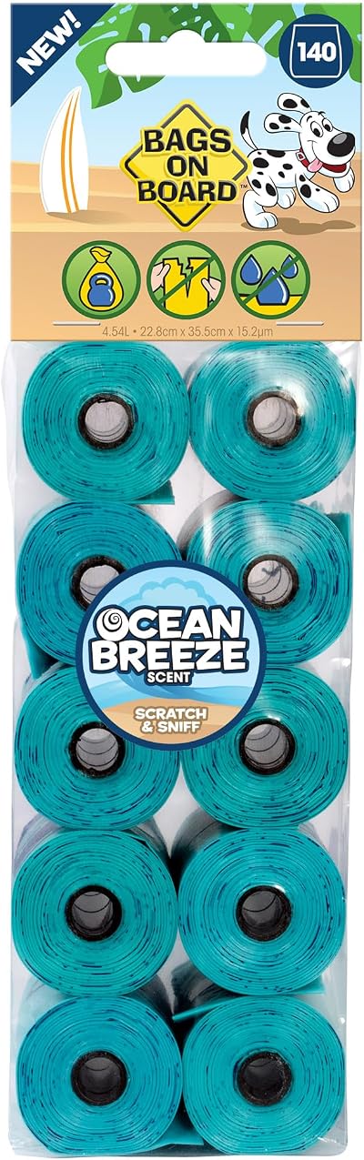 Bags On Board Dog Poo Bags Ocean Breeze Scent 140 Count