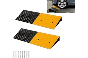 foriy 2PCS Rubber Curb Ramp 2" Rise Portable Driveway Ramp Heavy Duty Car Ramps with Expansion Screws 22000lbs Loading Thresh