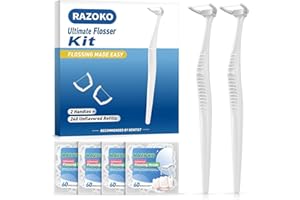 RAZOKO Ultimate Flosser Kit with 2 Handles and 240 Extra Strength Refills