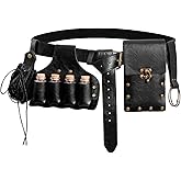 Minhuida Renaissance Belt Pouch Set Include Potion Bottle| Fanny Pack| Coin Purse| Skirt Hike Loop| Belt, Perfect for Renaissance Faire & Cosplay Costume Accessories (Black-AA)
