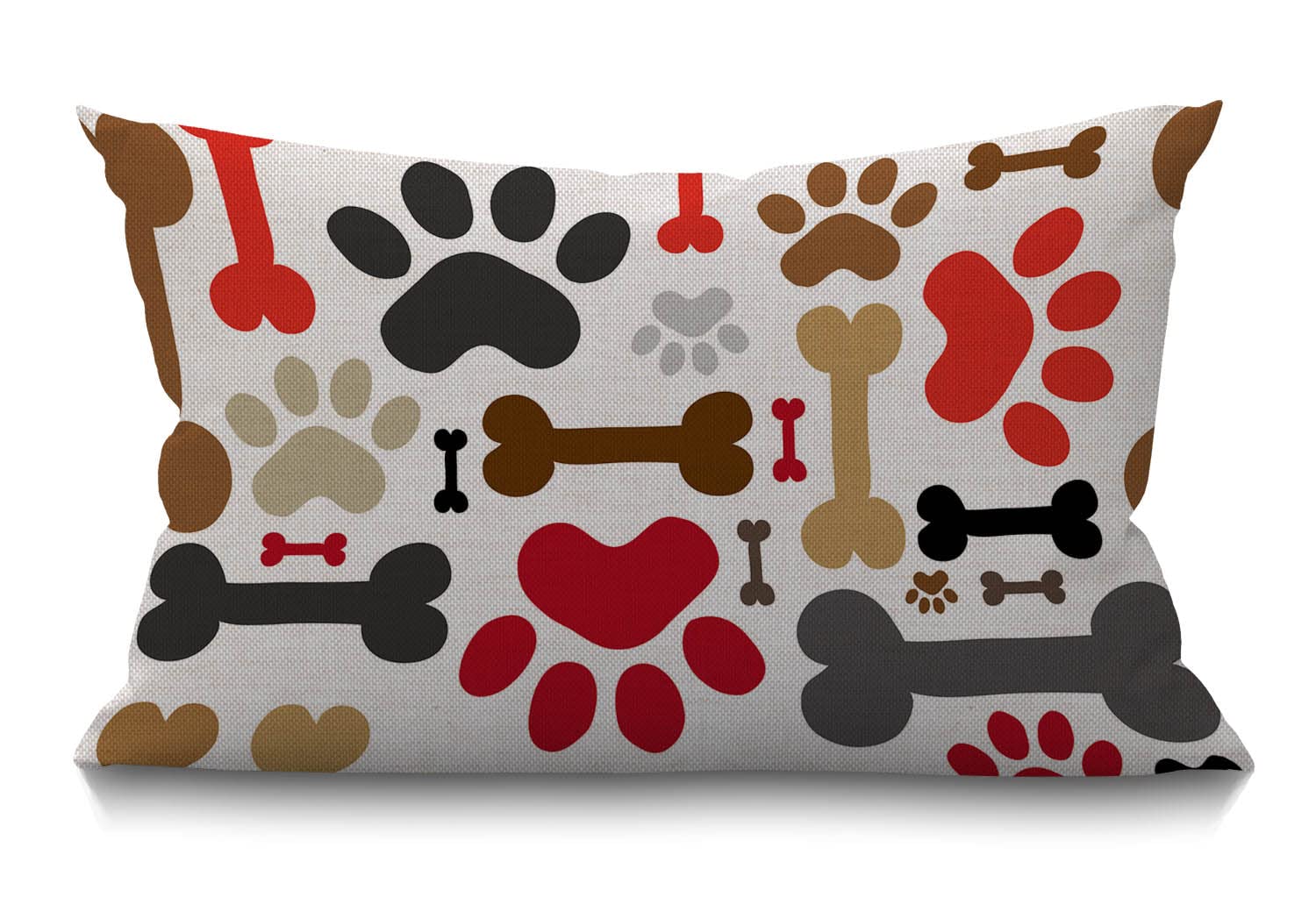 BGBDEIA Dogs Paws and Bones Cotton Linen Throw Lumbar Waist Cushion Cover Pillow Case Home Office Decorative Rectangle 12 X 20 Inches 30 x 50 cm