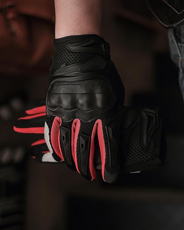 Motorradhandschuhe Herren Sommer Touchscreen weich atmungsaktiv und bequem geeignet für Motorradfahren Bergsteigen Wandern und andere Outdoor-Sportarten Rot-M