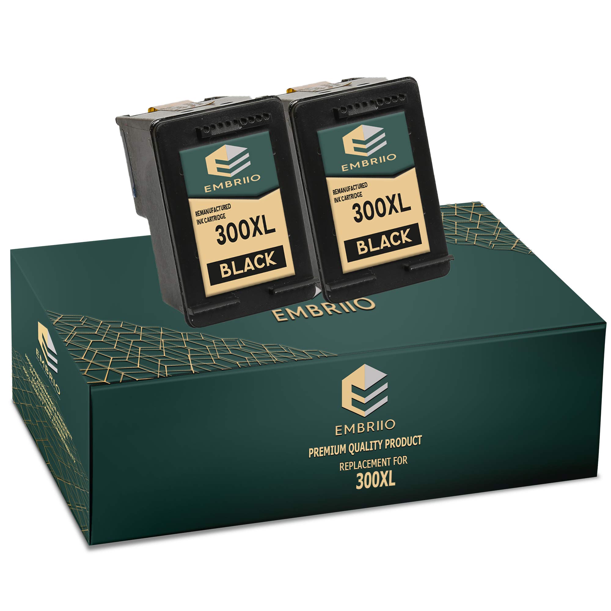 EMBRIIO 300 300XL Black 2 Compatible Ink Cartridges Replacement for HP Deskjet D1660 D1663 D2530 D2545 D2560 D2660 D5560 F2420 F2480 F4210 F4240 F4272 F4280 F4580 F4583 Photosmart C4780 C4680