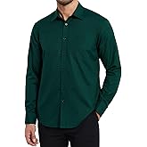 HISDERN Oxford 112 Men's Long Sleeve Oxford Dress Shirt Button Down Collar Breathable Business Casual for Work Formal Wear