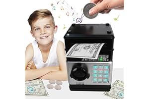 MOEtif Piggy Bank for Girls Boys Electronic Peggy Bank Automatic with Password Protection Mini ATM Peggy Bank Toy Suitable for 3-14 Years Old Kids