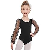 Zaclotre Gymnastics Leotards for Girls Polka Dots Mesh Long Sleeve Ballet Dance Outfit Toddler Size 3-11 Years