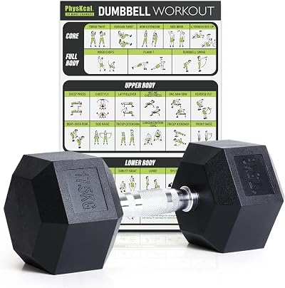 PhysKcal Hex Dumbbells Set 17.5kg Odourless Poly Coated 2.5-20kg