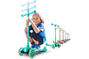 KICKSY WHEELS Kicksy - Kids Scooter - Toddler Scooter for Kids 2-5 Adjustable Height - 3 Wheel Scooter for Kids Ages 3-5 Boys & Girls - Kids Three Wheel Scooter with Light Up LED Wheels