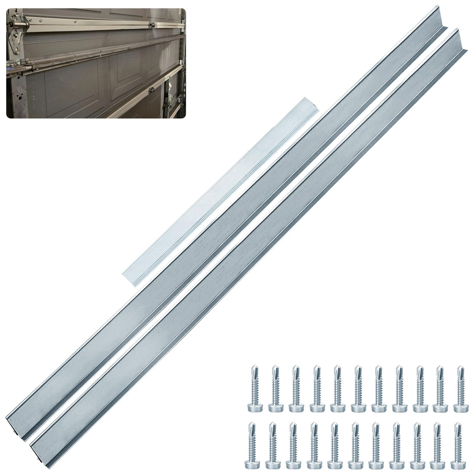Photo 1 of 1 Set 16FT Garage Door Strut | 1.5mm 20 Gauge Steel | Comes in 1 3FT & 2 7.11FT Strut | Garage Door Hurricane Reinforcement
