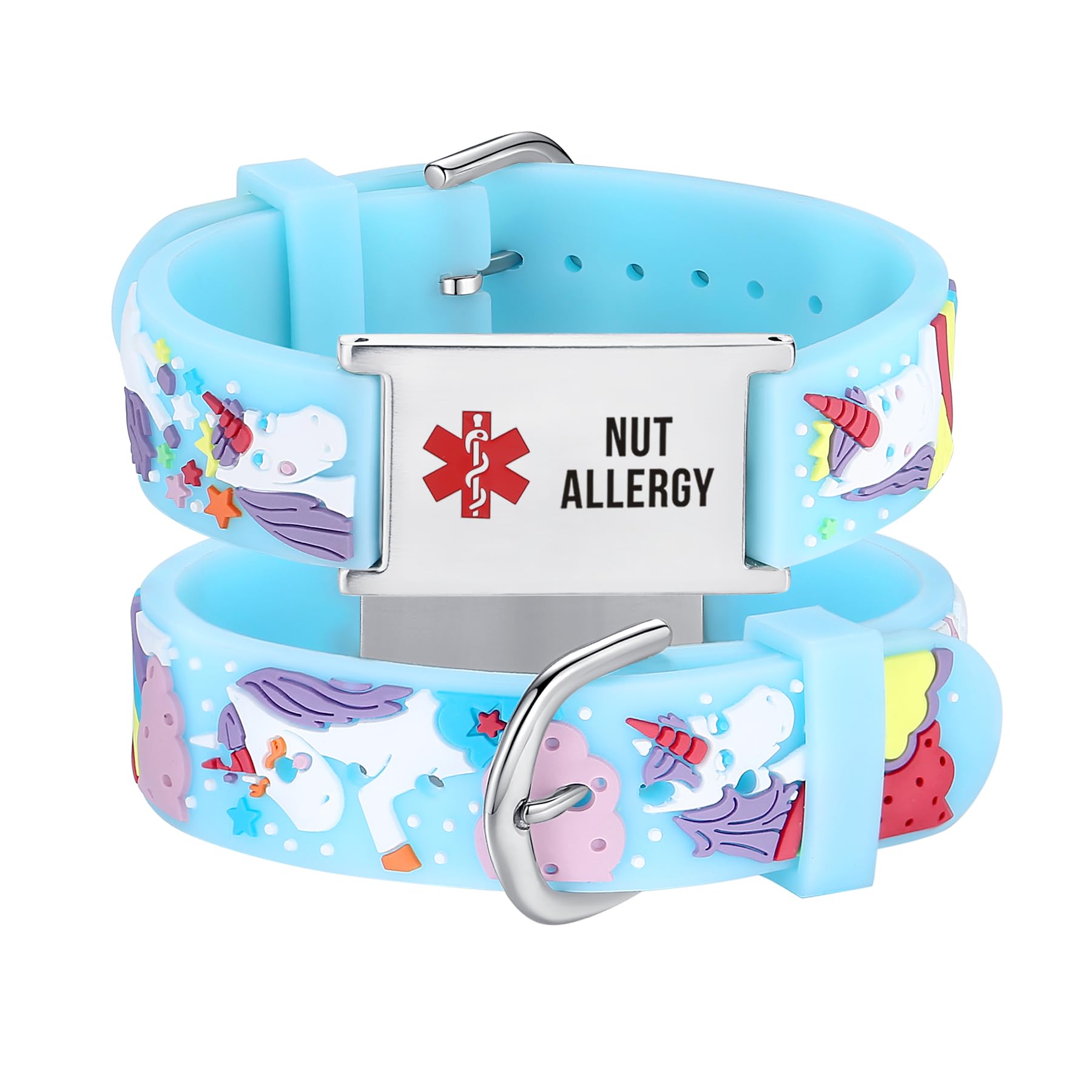 LinnaLove Cartoon Unicorn Medical Alert id Bracelets Nut Allergy medical bracelets- Gift from Parents