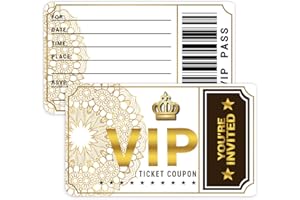 wuguimeii 20 Double-Sided Design Birthday Party Invitations with Envelopes，Movie VIP Party Invitations, Baby Shower Parties Invites Supplies Favors（White Gold）