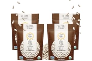 1000 SPRINGS MILL - Organic Great Northern Beans | Used for Salads, Soups, Stews, Casseroles, Chili, and more | Bulk Dry White Beans | Resealable Bag | Vegan Friendly | 16oz (Pack of 4)