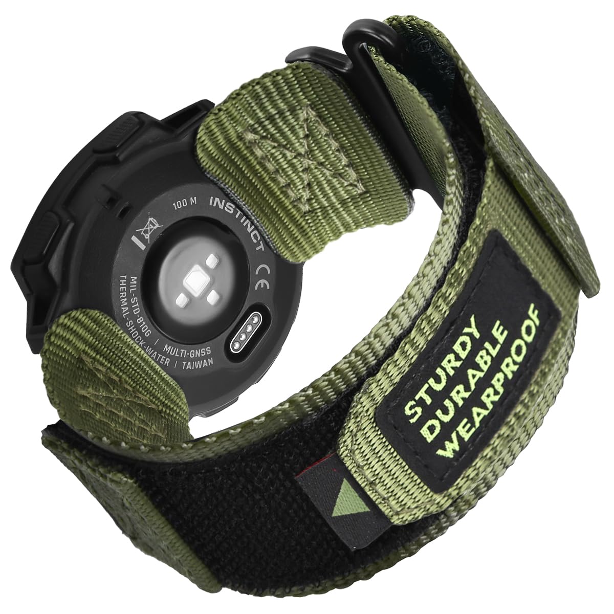 Rugged Watch Strap for Garmin Instinct/Instinct 2 Solar/Instinct3 45mm, Nylon Sports Replacement Strap with Woven Loop Design for Garmin Instinct 2 Tactical/Esports/Tide/Instinct Solar -Green