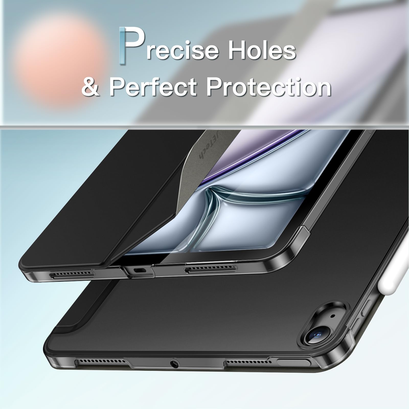 JETech Case for iPad Air 11-Inch M3/M2 (2025/2024), iPad Air 5/4 (2022/2020 5th/4th Generation 10.9-Inch), Slim Stand Hard Back Shell Cover with Auto Wake/Sleep (Black)