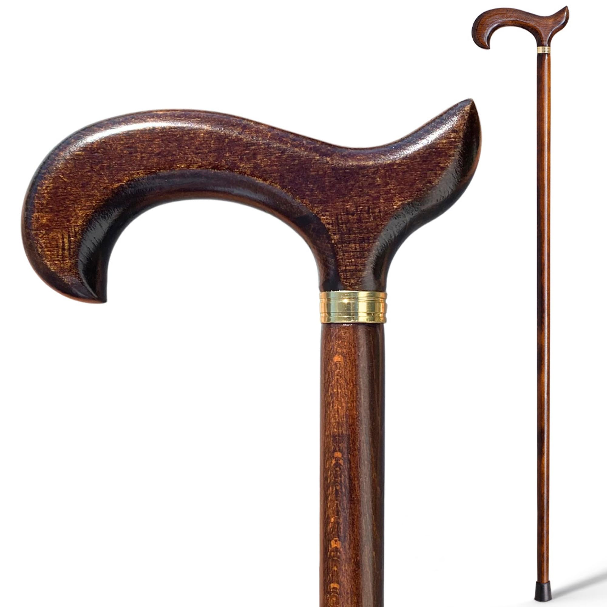 Support Walking Stick Made of Wood, Dark Brown 92 cm, Very Sturdy. (612) Walking Stick for Elderly, Elderly