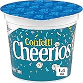 Cheerios Confetti Breakfast Cereal Cup, Gluten Free, Single Serve, 1.4 oz | Vanilla Flavor with Rainbow Sprinkles, 22g Whole Grain per Serving, 12 Vitamins &amp; Minerals, No Artificial Flavors