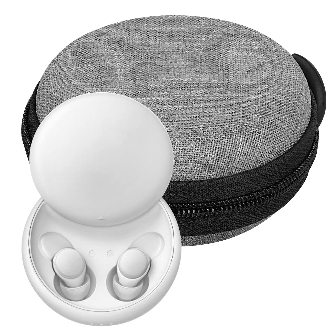 Geekria Shield Headphones Case Compatible with Soundcore Sleep A30/A10/A20 Wireless Bluetooth Earbuds Case, Replacement Hard Shell Travel Carrying Bag with Cable Storage (Grey)