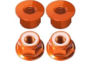 FRAIZOE RC 4Pcs M4 Flange Nuts Aluminum, M4-0.7mm Hex Flange Nylon Insert Lock Nuts for 1/10 Scale RC Car Traxxas Slash 4x4 2WD Stampede VXL Rustler VXL HPI Redcat Axial Racing Truck Buggy Crawler Wheels