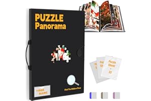 DOERPUZ Puzzle Storage for 1000pcs with Central Mesh Window,Puzzle Holder with 5 Set Puzzles Stickers,Labeling Tabs and DlY Name Card Pocket,28.3 * 21in(Inner Page Size)