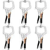 6-Inch C-Clamp Locking Pliers,Heavy Duty Vise Grip Welding Clamp with Swivel Pads for Woodworking,Home,Metalworking,Auto Repa