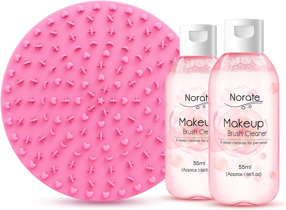 Makeup Brush Cleaner, Make Up Brush Cleaner Cleanser Solution + Brush Cleaning Mat, Makeup Cleaner for Brushes, Sponge, Deep