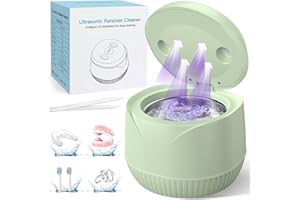Dental Ultrasonic Retainer Cleaner Machine - Dental Cleaning Pod for Denture, Mouth Guard, Aligner, Night Guard, Braces, Toot