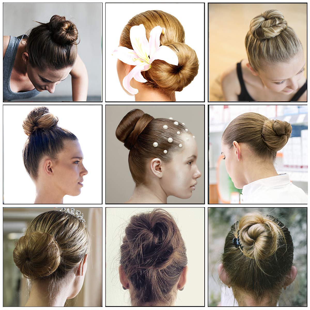 Hair Bun Maker Set Brown/Blonde/Black, The EASIEST Way to Make Buns, 3 Donuts + 2 Snap Bun Makers + 4 Topsy Tail Hair Tool + 5 Hair Elastic Bands + 10 Bobby Pins: Beauty