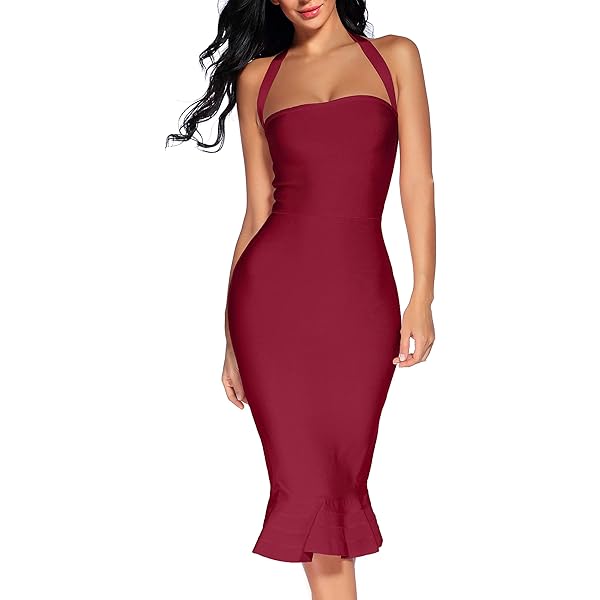 Amazon.com: Women's V Neck Bandage Dress Strap Foiled Dresses Club (S, Red)  : Clothing, Shoes & Jewelry