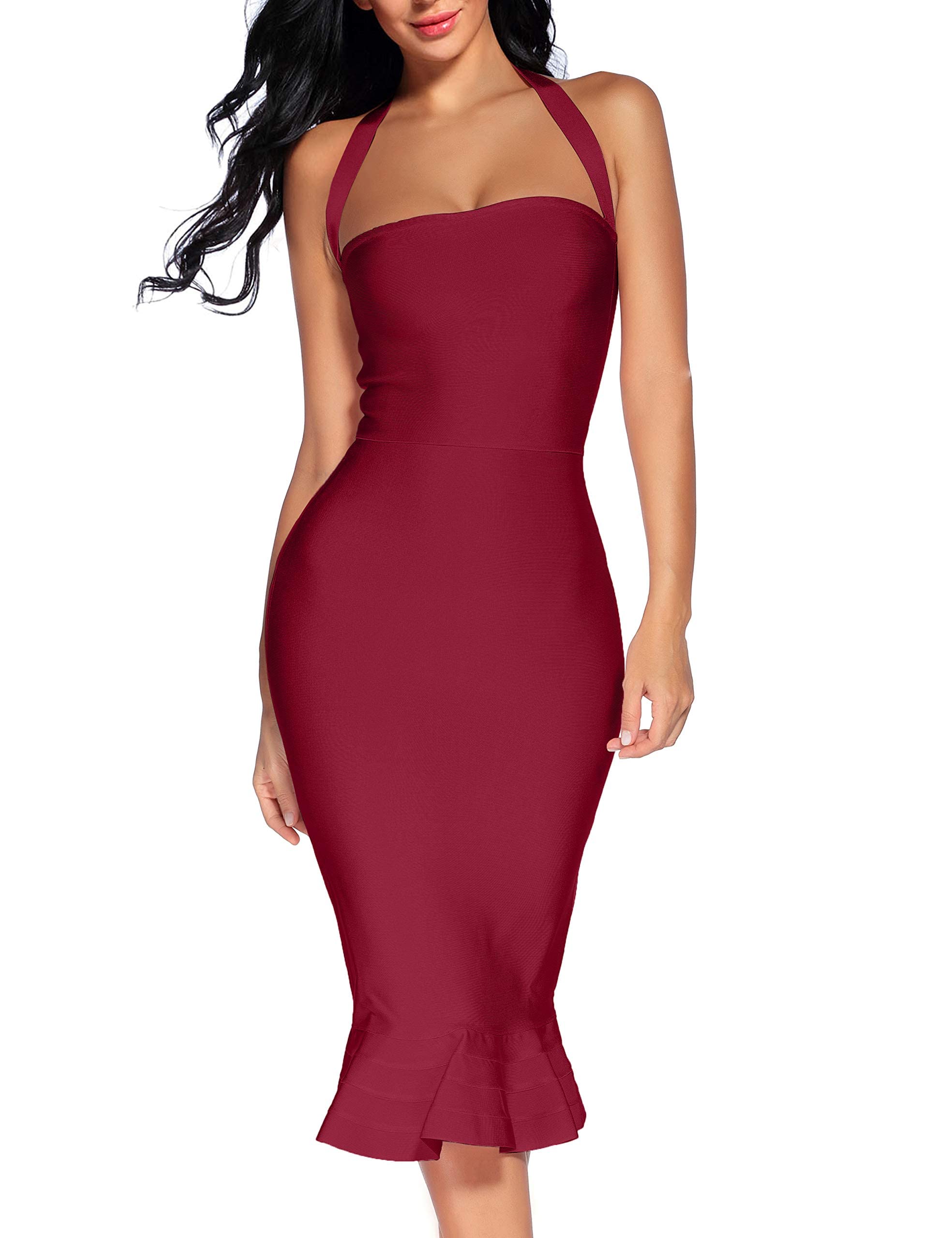 Gabriella Halter Bandage Dress with Rhinestone Detail